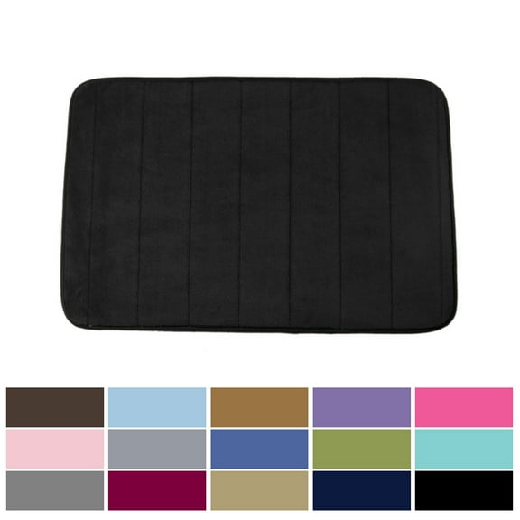 PiccoCasa Kitchen Rugs Soft Memory Foam Bath Mat Non Slip Kitchen Mat, Black 24" x 16"