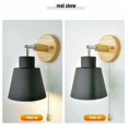 thumbnail image 4 of Aplique de pared con interruptor de tracción, rotación libre de 350°, lámpara de noche retro moderna, lámpara de pared de madera E27, aplique de pared interior adecuado para sala de estar y, 4 of 4