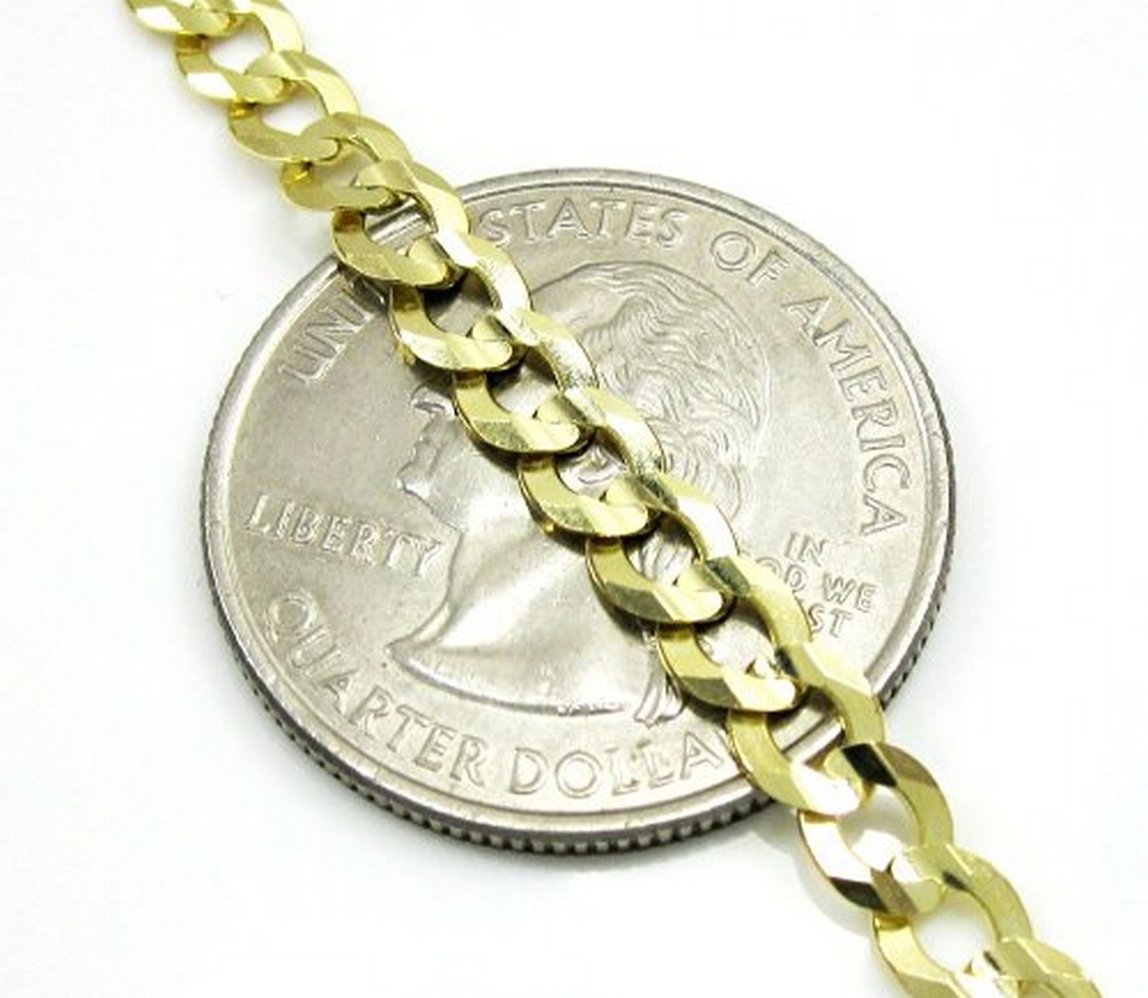 14K Yellow Gold Men Women's 4.3MM Cuban Curb Chain Lobster Clasp (7.5) - image 3 of 3