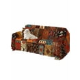 thumbnail image 2 of Boho Vintage Couch Cover for 2 Cushion Sofa, Brown Ethnic Middle Century Geometric Washable Loveseat Sofa Covers Slipcover for Sectional Sofas L-Shaped, Couch Throw Cover 71"x118", 2 of 9