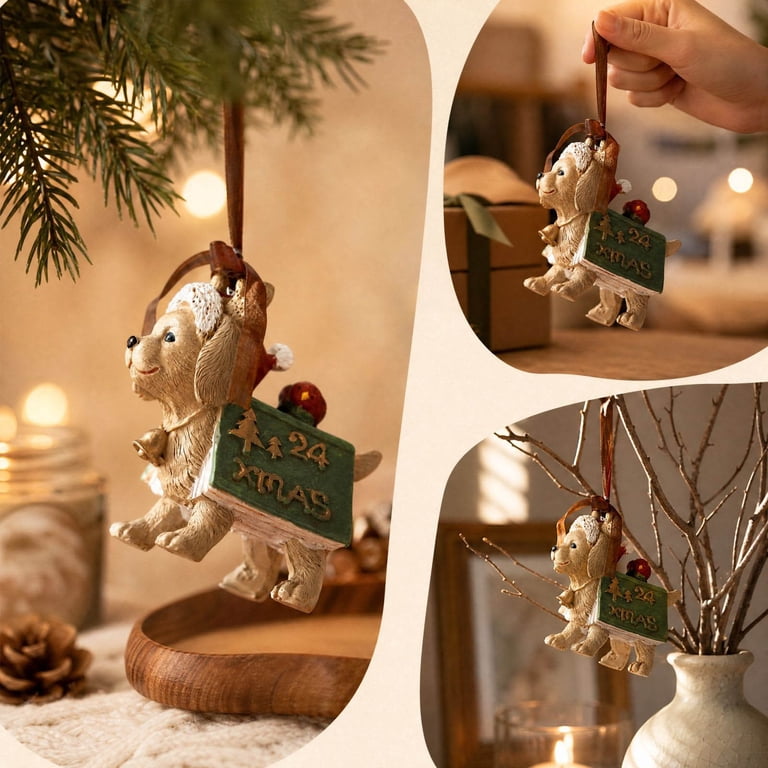 3D Resin Vintage Bell Bow Ornament Retro Style Hanging Tree Pendant ...