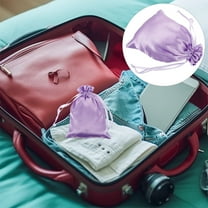 Soimiss 12Pcs Satin Hair Extension Storage Bags in Violet with Drawstring Closure