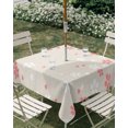 thumbnail image 2 of Square Outdoor Tablecloth with Umbrella Hole Pink Cherry Floral Outside Table Cloth Waterproof Patio Table Cover Modern Art Falling Petals Burlap Zipper Tablecloths for Picnic Camping 60x60 Inch, 2 of 8