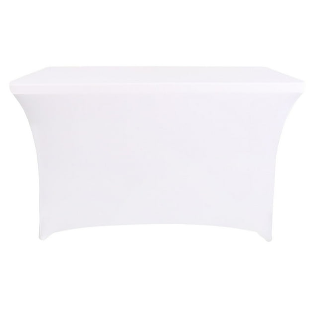 CHENMEI Spandex Table Cover for 6 Foot Rectangle Tables 6 Pack Tablecloth Elastic 6ft Folding Tablecloths for Vendor Booth Display Banquet Buffet Event Craft
