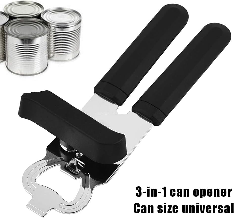 FRKSMD-Stainless Steel Manual Can Opener, Multifunctional Heavy Duty Hand Held Can Openers with Easy Turn Knob, Kitchen Essentials for Seniors, Sharp Blade&Smooth Edge for Seniors