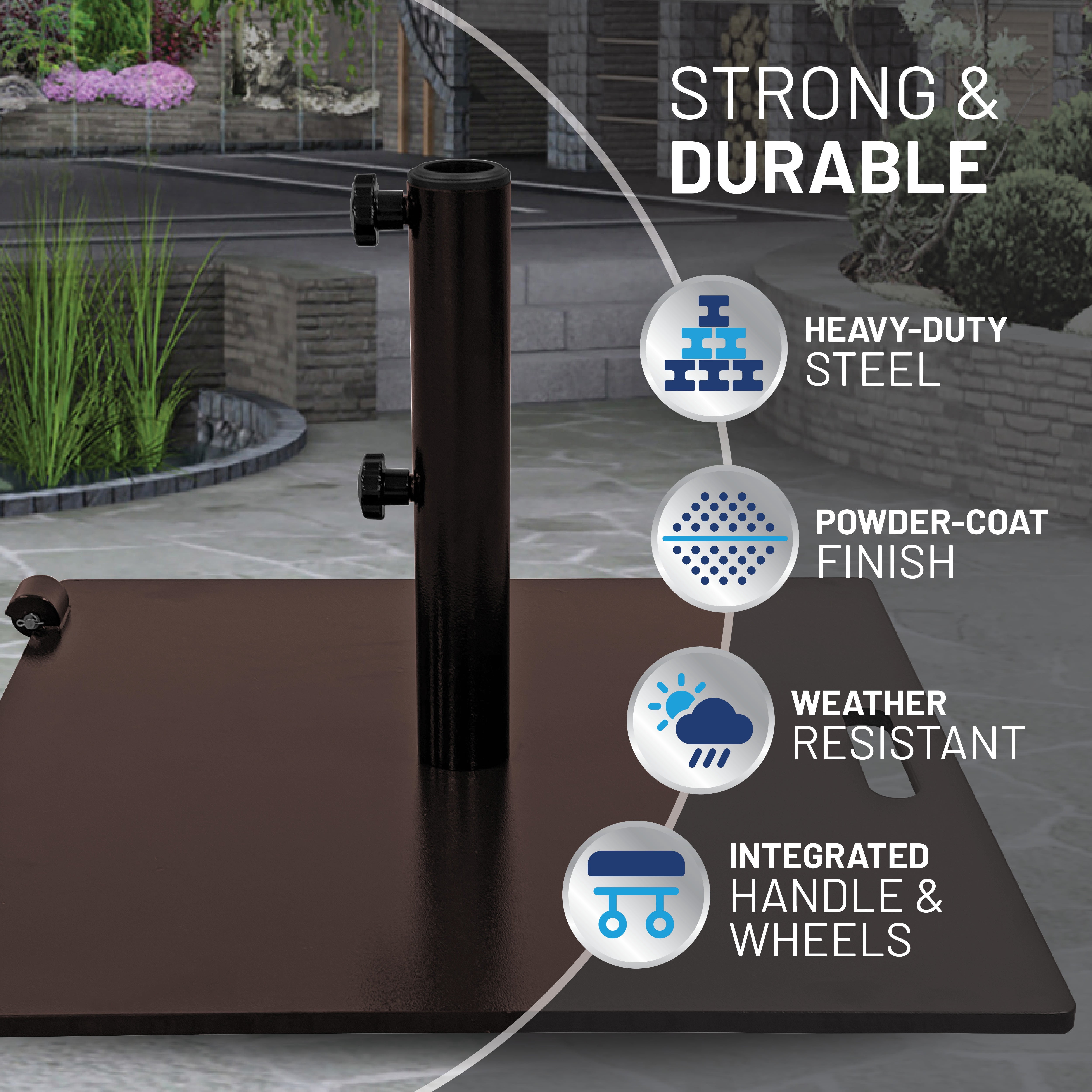 75lb Flat Steel Brown Patio Umbrella Base