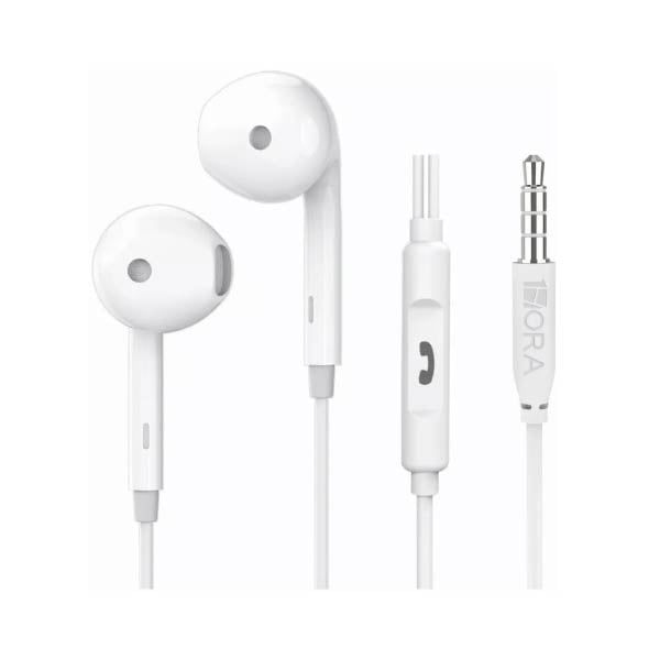 Audífonos Alámbricos 1Hora In-Ear Manos Libres, Con Micrófono, 3.5 mm ; Blanco