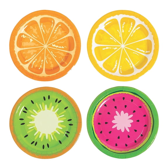 Fun Express Tutti Frutti Fruit Dessert Plates, Multicolor, 7", 8 Count