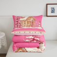 thumbnail image 5 of Manfei Xmas Kawaii Snowflake Queen Comforter Set,Traditional Farm Cattle Comforter Sets Queen,Pink Reversible,3 Pieces,1 Comforter and 2 Pillowcases, 5 of 7