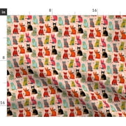 Angle View: Cat Kitten Mitten Yarn Holiday Christmas Fabric Printed by Spoonflower BTY