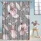 thumbnail image 5 of Cortinas de ducha florales para baño, juego de cortinas de ducha con flores rosas, grises y rosas, tela de fondo azul, impermeable, lavable, 72 "× 72", 5 of 6