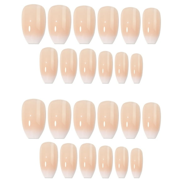 Parches de uñas francesas, cortas, desmontables y reutilizables con pegamento gelatinoso, para mujeres y niñas