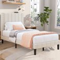 thumbnail image 2 of Sesslife Twin Size Bed Frame with Classic Headboard, Upholstered Platform Bed Frame, No Box Spring Needed, Easy Assembly, Beige, 2 of 10