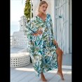 thumbnail image 4 of Vestido Caftán con Estampado Animal para Mujer, Talla Grande, para Playa, Verano 2025 Verde y Amarillo Talla Única, 4 of 10