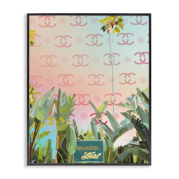 Stupell Industries Tropical Glam Tropical Hotel Black Framed Giclee Art, 11 x 14, by Amelia Noyes