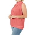 thumbnail image 3 of Zenana Women & Plus Sleeveless Mock-TurtleNeck Pleated Top with Waistband, 3 of 4