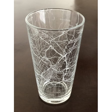 16 oz Pint Beer Glass Urban City Map Los Angeles California