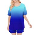 thumbnail image 4 of CLOISE Sleepwear Sets for Women 2 Piece Comfy Short Sleeve Sleepwear Blouses and Comfort Shorts Night Clothes Set Comfortable Gradient Printed Fall Night Clothes, 4 of 6
