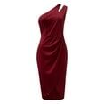 thumbnail image 4 of Women's Summer One Shoulder Cutout Prom Dress Ruched Bodycon Sleeveless Slit Party Cocktail Dresses for Women, 4 of 5