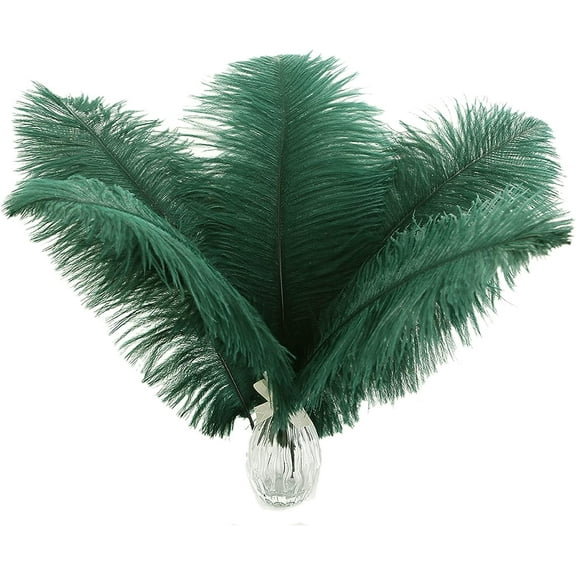 Blackish Green Ostrich Feathers Bulk- 24pcs 8-10inch for Wedding Party Centerpieces Christmas Decor