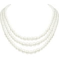 thumbnail image 1 of HANRU  Round Imitation Plastic Pearl Necklace Vintage Multi Strands Necklace 20s Flapper Necklace for Party, 1 of 12
