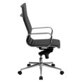 thumbnail image 3 of High Back Black Ribbed Leather Executive Swivel Chair with Knee-Tilt Control and Arms, 3 of 9