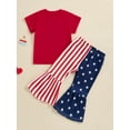 thumbnail image 6 of Aojekbee Baby Girl 4th of July Outfits Short Sleeve Eagle Embroidery T-Shirt + Flare Pants Set Toddler Clothes, 6 of 10