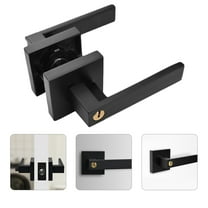 HEMOTON 1 Set Privacy Door Handle With Lock Matte Door Lever for Bathroom And Bedroom Black Door Knob Kit