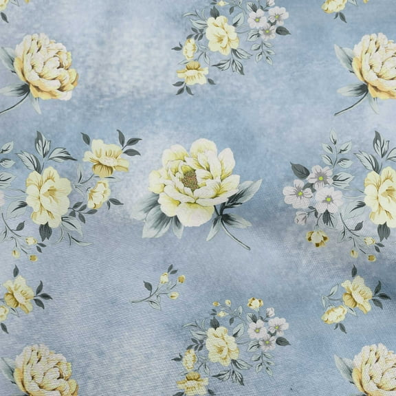 oneOone Polyester Spandex Grayish Blue Fabric Floral Floral With Texture Sewing Material Print Fabric By The Yard 56 Inch Wide