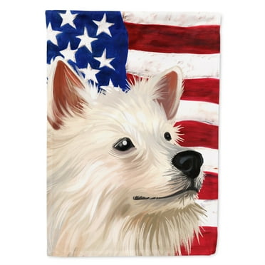 Indian Spitz Dog American Flag Garden Flag