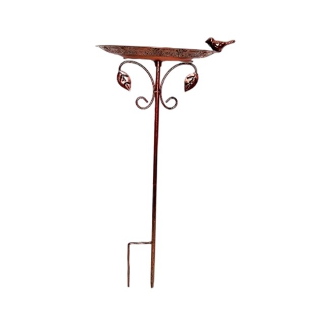 Comedero para pájaros para exteriores, resistente a la intemperie, adorno de jardín, arte de hierro, baño para pájaros, comedero para pájaros Bronce