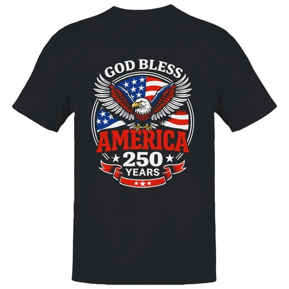 Smartprints God Bless America Eagle Patriotic Men's T-Shirt Black, Cotton, S