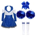 thumbnail image 4 of Disfraz de animadora, traje de colegiala para baile para niñas, vestido de uniforme de animadora con lentejuelas y calcetines con pompones, traje de actuación, 4 of 5