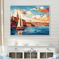 thumbnail image 2 of Designart "Sunset Coastlines Sydney Harbor III" Oversized Coastal Framed Wall Art - Coastal Blue Coastal Port Hallway Framed Wall Art Decor, 2 of 7