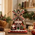 thumbnail image 4 of Christmas Wooden Windmill House,2D Gingerbread Style Christmas Tabletop Ornament for Mantel Shelf,Holiday Home Decor for Office Party Gift,5.9 Inch, 4 of 8