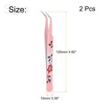thumbnail image 2 of Precisión Curva Punta Pinza Inoxidable Acero Multifuncional Rosa Blanco con Flor Estampado 2uds Unique Bargains pinzas industriales, 2 of 5