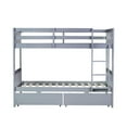 thumbnail image 4 of Bellemave Bunk Bed Twin Over Twin with Storage, Solid Wood Bunk Bed Frame with 2 Drawers, Twin Bunk Beds Built-in Ladder for Bedroom (Gray), 4 of 8
