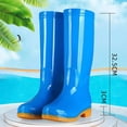 thumbnail image 4 of hopeusnice Women Tall Knee High Rain Boot Square Toe Waterproof Shoe For Farm Garden Work Blue 35, 4 of 5