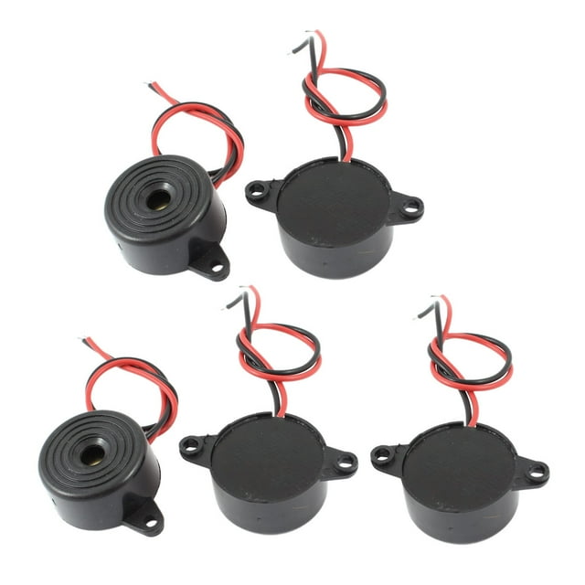 5 Pcs DC 3-24V 12mA 85dB Zumbador electrónico alarma negro 23 x 12mm