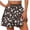E Brown, variant on Women's Summer Casual Shorts Elastic High Waisted Ruffle Tiered Flowy Skorts for Woman Striped Print Daily Beach Lounge Shorts Size S-2XL