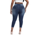 thumbnail image 3 of Gocolloa Womens Plus Size Capri Jeans Stretchy High Waisted Skinny Denim Capris Pants Royal Blue 18W, 3 of 6
