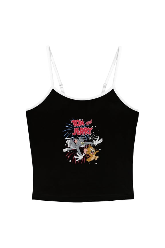 Juniors Tom and Jerry Fireworks Celebration Duo Tank Top