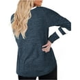 thumbnail image 3 of Spring Fall Women's Long Sleeve V-neck Casual Shirt Stripe Sleeve Loose Plus Size Tops, 3 of 4