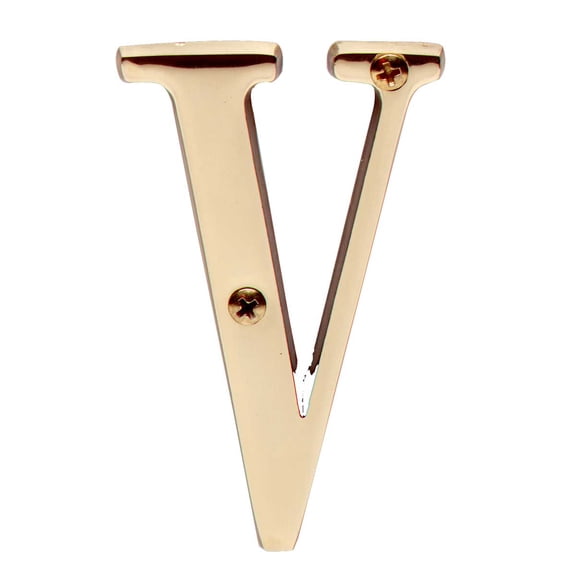 Letter "V" House Letters Solid Bright Brass 3" | Renovator's Supply