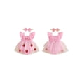 thumbnail image 2 of RUINIXCW Baby Girl First Birthday Cake Mesh Outfit 1st Birthday Summer Clothes One Years Old Pink Romper Dress Strawberry Bow Embroidery Ruffled Sleeve Tulle Tutu Dress Headband, 2 of 9