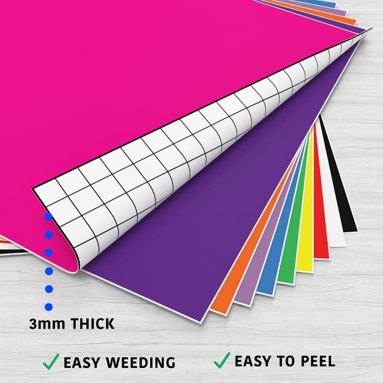 Permanent Vinyl Sheets (Pack of 60, 12” x 12”) - Includes Squeegee