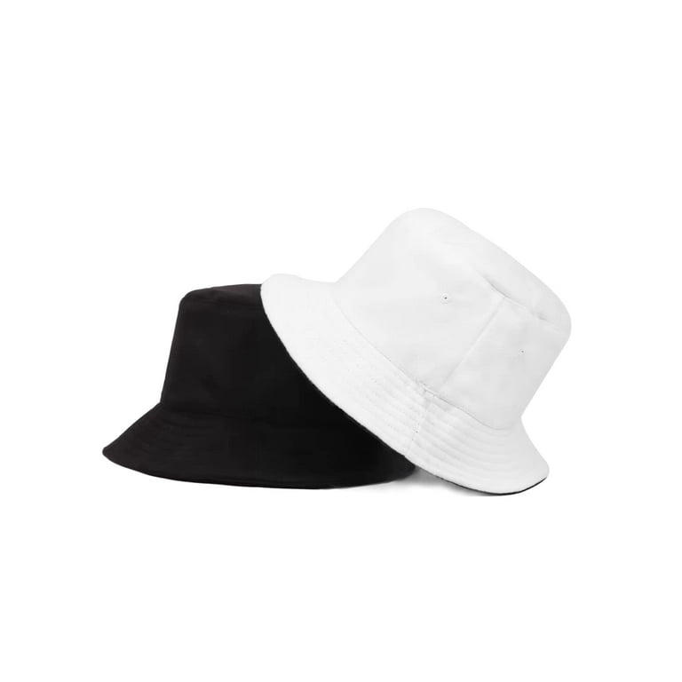 Zylioo Foldable Double Side Fur Bucket Hats,Trendy UV Protection Fishing Hat,Big Head Windproof Travel Cap, Women's, Size: One size, Black