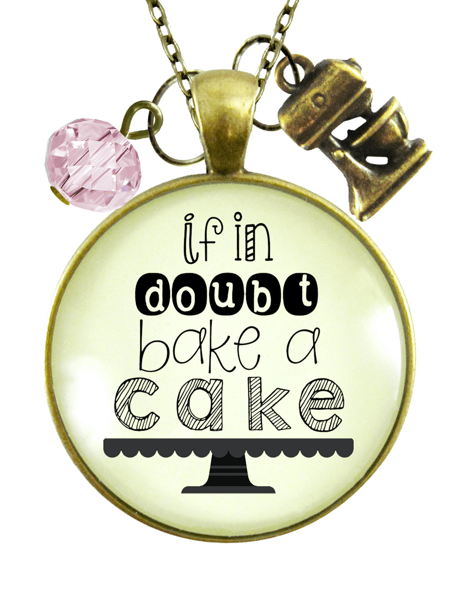Gutsy Goodness Baker Necklace If in Doubt Make Cake Pastry Foodie Lover Gift Jewelry 