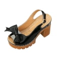 thumbnail image 3 of Domuza Wedge Sandals for Women Summer Dressy Open Toe Ankle Strap Slingback Chunky Block High Heeled Platform Sandal Summer Dress Pump Shoes Black 8.5（EU-41）, 3 of 4