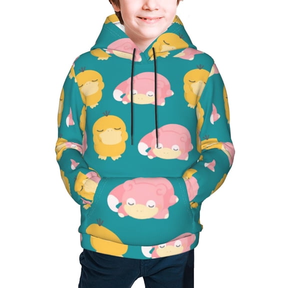 Psyduck Youth Cartoon Hoodie Fashion Long Sleeve Kids Pullover Coat Casual Hoody Hooded Sweatshirts for Boys Girls